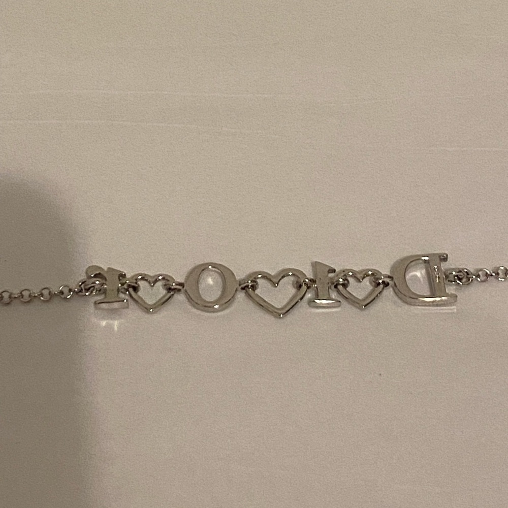 Dior Silver Lovely Rhinestone Heart Link Bracelet New With Tag 100% Authentic - Picture 10 of 12
